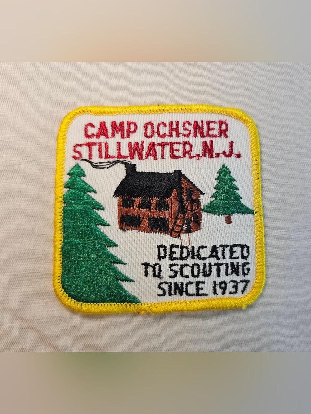 Camp Ochsner Stillwater N.J. Embroidered Patch - Yellow/Green/Black